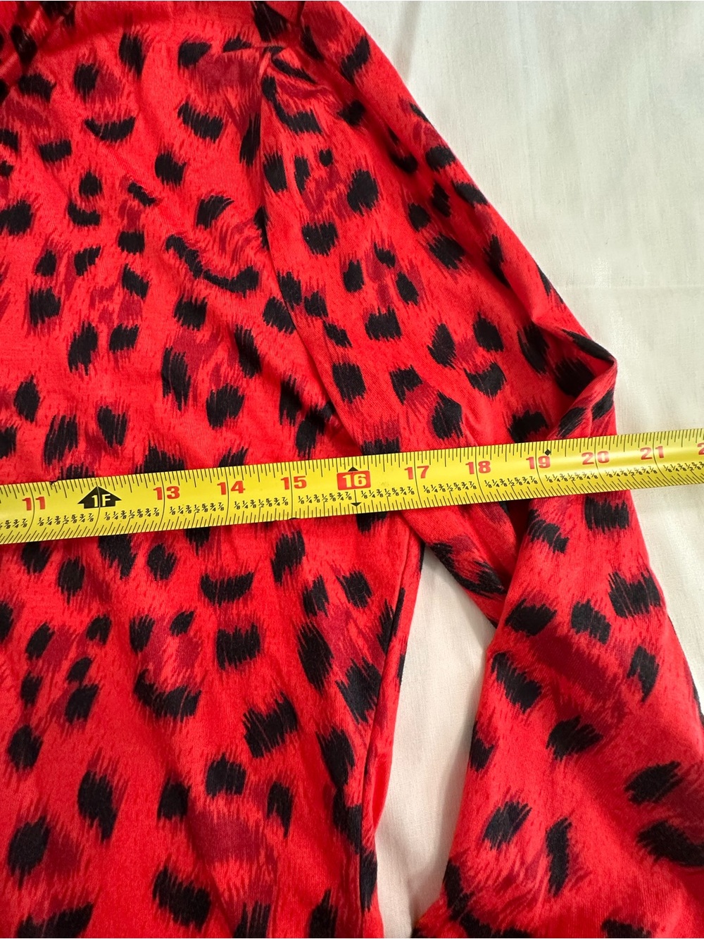 Red Leopard Print Long Sleeve Turtleneck Top boHo gypsy party - Picture 4 of 10